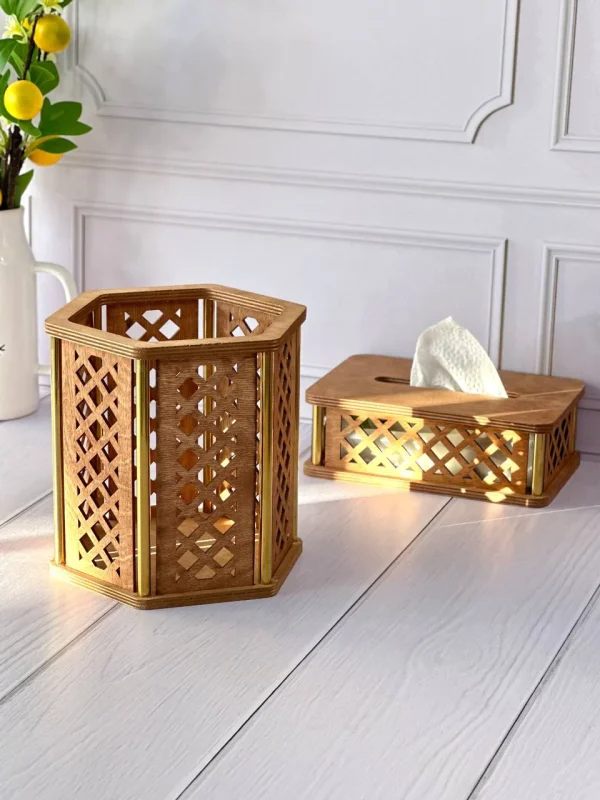 ست سطل و دستمال طرح لانه زنبوری 4