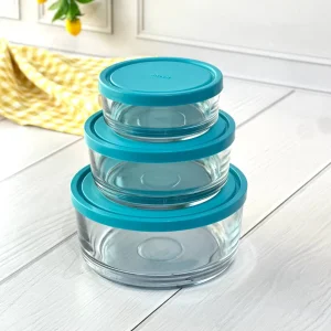 ست ظروف شیشه ای درب آبی
